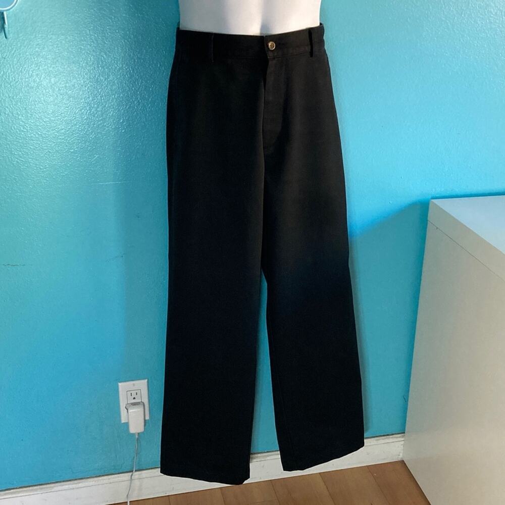 Nordstrom Mens Size 34 x 31 Black Cotton Chino Wide Straight Leg Pants